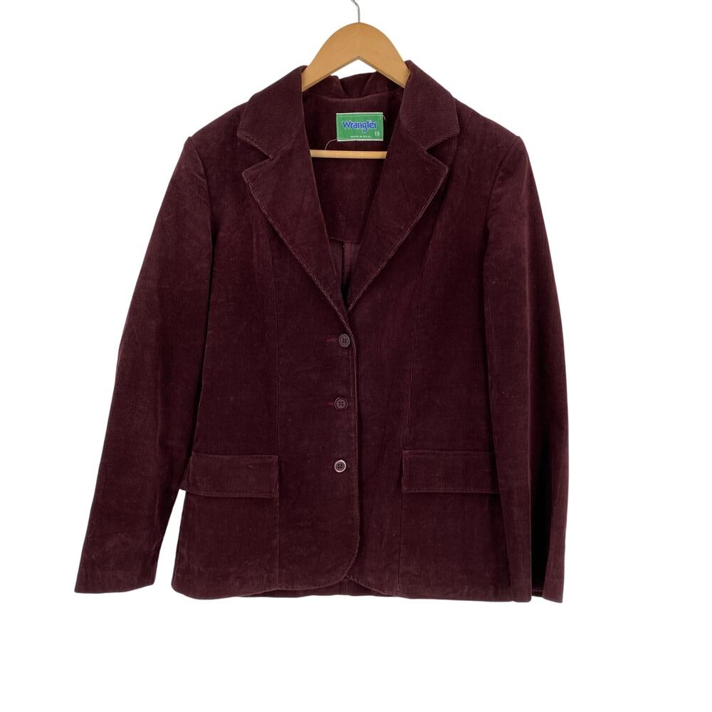 Vintage Wrangler corduroy 3 button blazer womens size 13 plum Made in USA